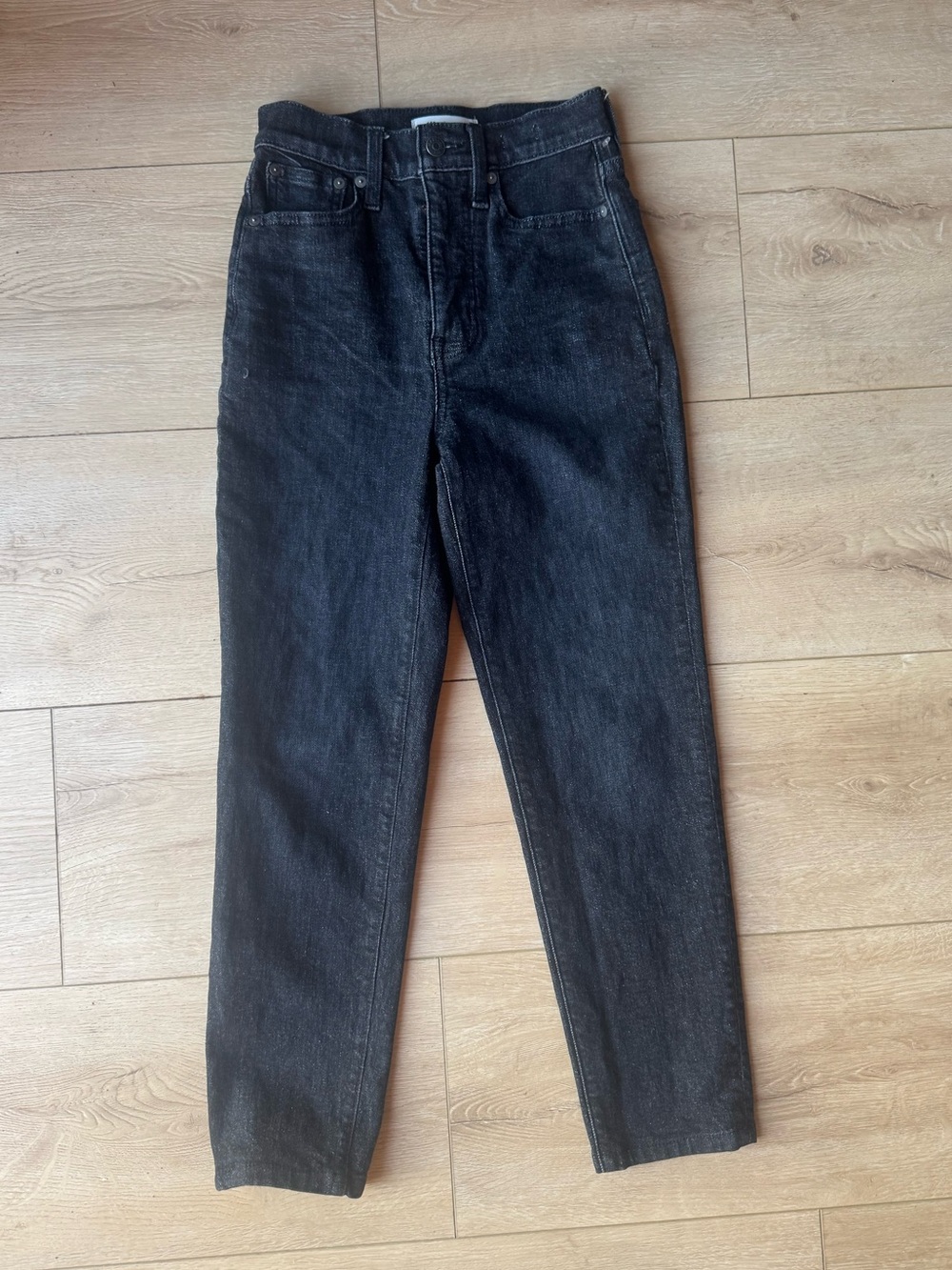 Madewell The Mom Jean Black High Rise Straight Leg Size 23